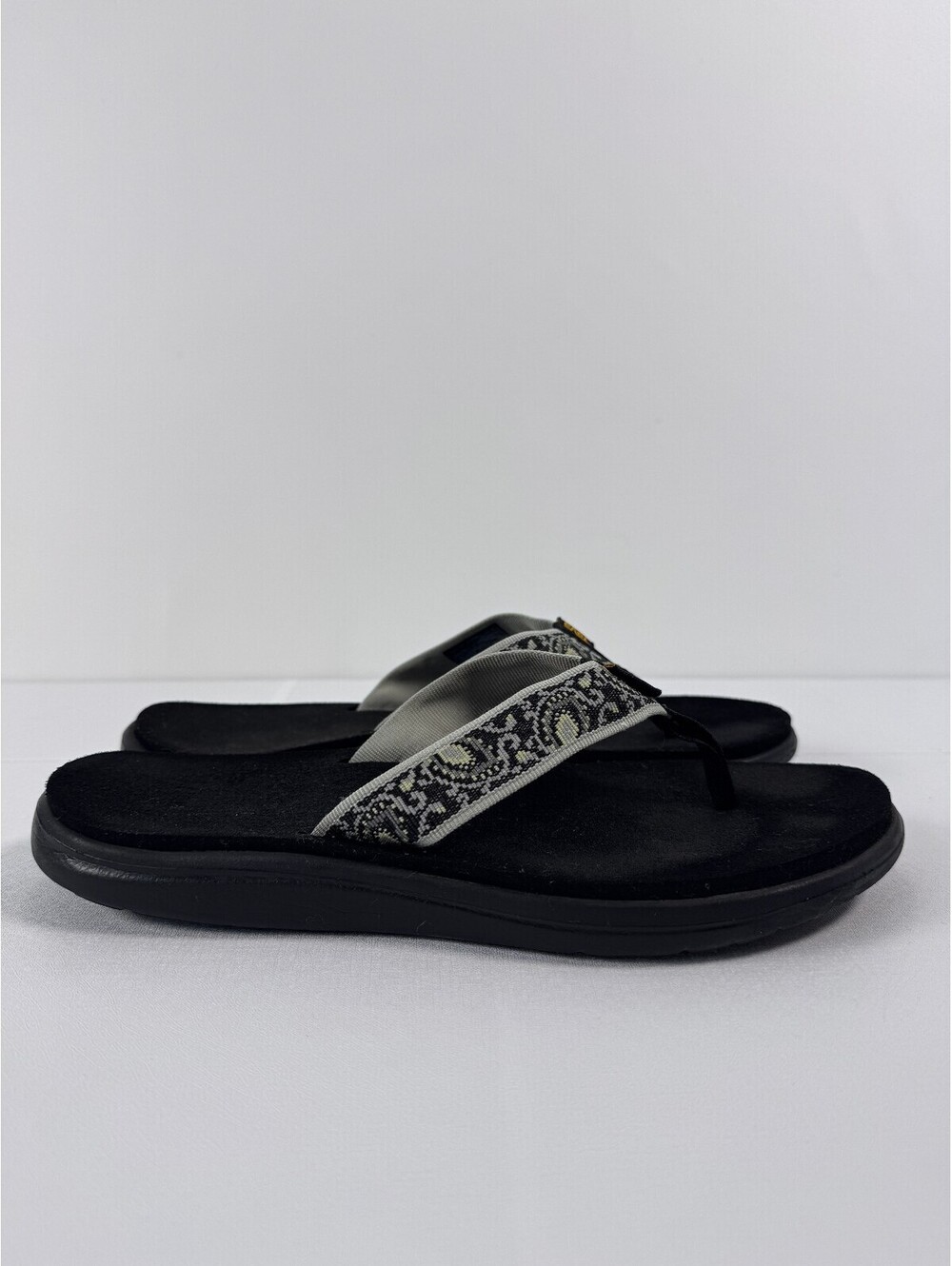 Teva Voya Flip Womens 11 Black Gray Geometric Mush Comfort Thong Sandals